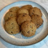 Lower sugar choc chip peanut butter cookies